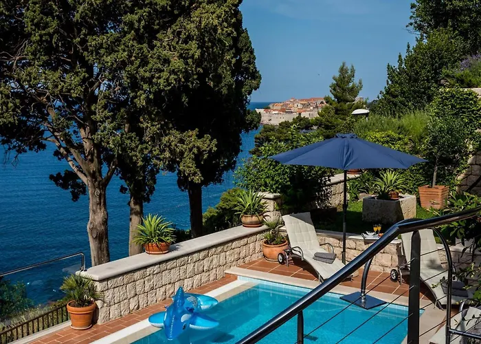 Luxury Beachfront Villa Dubrovnik Palace with private pool&jacuzzi by the beach in Dubrovnik