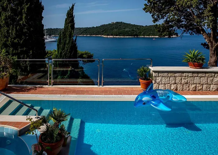 Luxury Beachfront Villa Dubrovnik Palace with private pool&jacuzzi by the beach in Dubrovnik